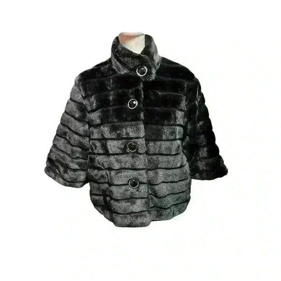 Cherokee Girl's XL 14/16 Faux Fur Coat Button Up with Red Lining - Picture 1 of 7